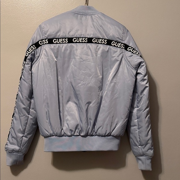 Guess Silver Bomber Jacket with Logo Zipper - Picture 6 of 6